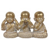 Dekoračná soška Traja Budhovia 16 cm, zlatá