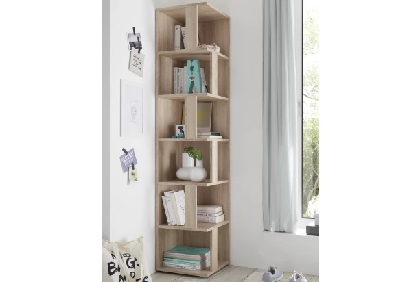 Rohový regál s priehradkami Corner Shelf, dub sonoma