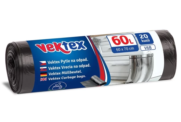 Vrecia na odpadky Vektex 60 l, 20 ks, čierne