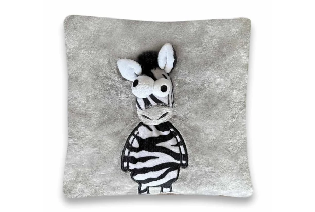 Detský plyšový vankúš 3D zebra 25x25 cm, šedý