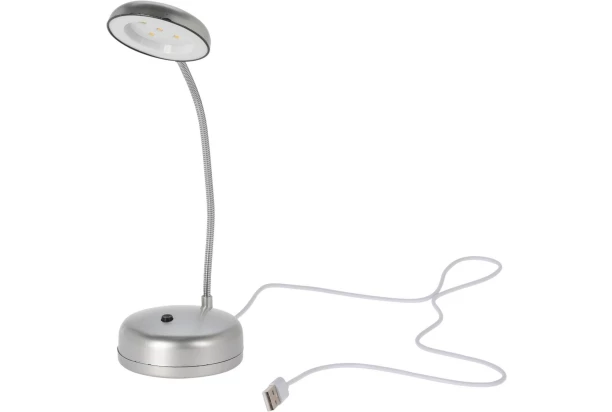 Stolná LED lampa USB, strieborná