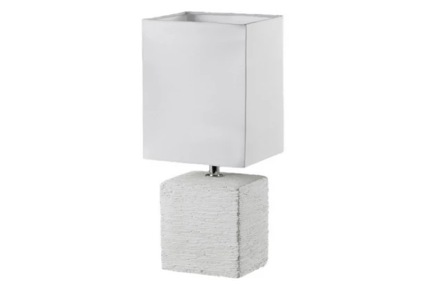 Stolná lampa Ping, biela látka