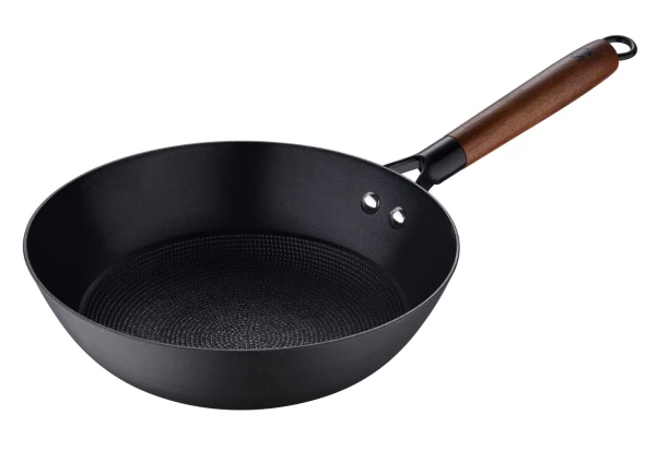 Wok panvica Odin 24 cm, železo, čierna