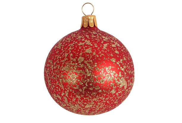 Vianočná ozdoba sklenená guľa 6 cm, červená s kryštálikmi