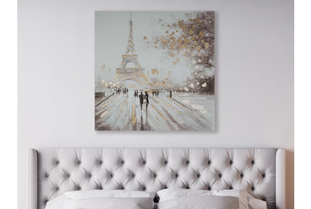 Ručne maľovaný obraz Paríž 100x100 cm, 3D štruktúra