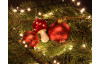Vianočná ozdoba sklenená guľa 7 cm, červená, vlny
