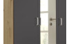 Šatníková skriňa so zrkadlom Bremen, 136 cm, dub artisan/tmavo šedá