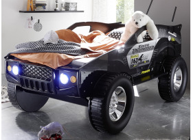 Detská posteľ Jeep 90x200 cm, čierne závodné auto