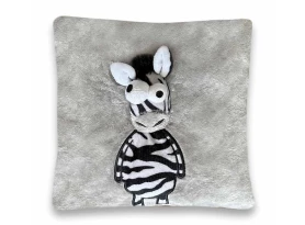 Detský plyšový vankúš 3D zebra 25x25 cm, šedý