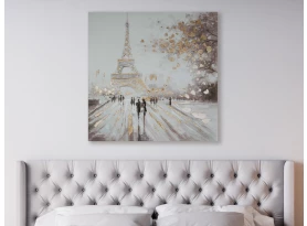 Ručne maľovaný obraz Paríž 100x100 cm, 3D štruktúra