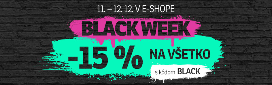 BLACK WEEK JE KONEČNE TU! ZĽAVA -15 % NAVYŠE s kódom BLACK